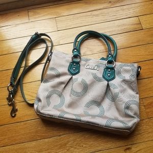 Coach Ashley handbag F20343 with green leather
